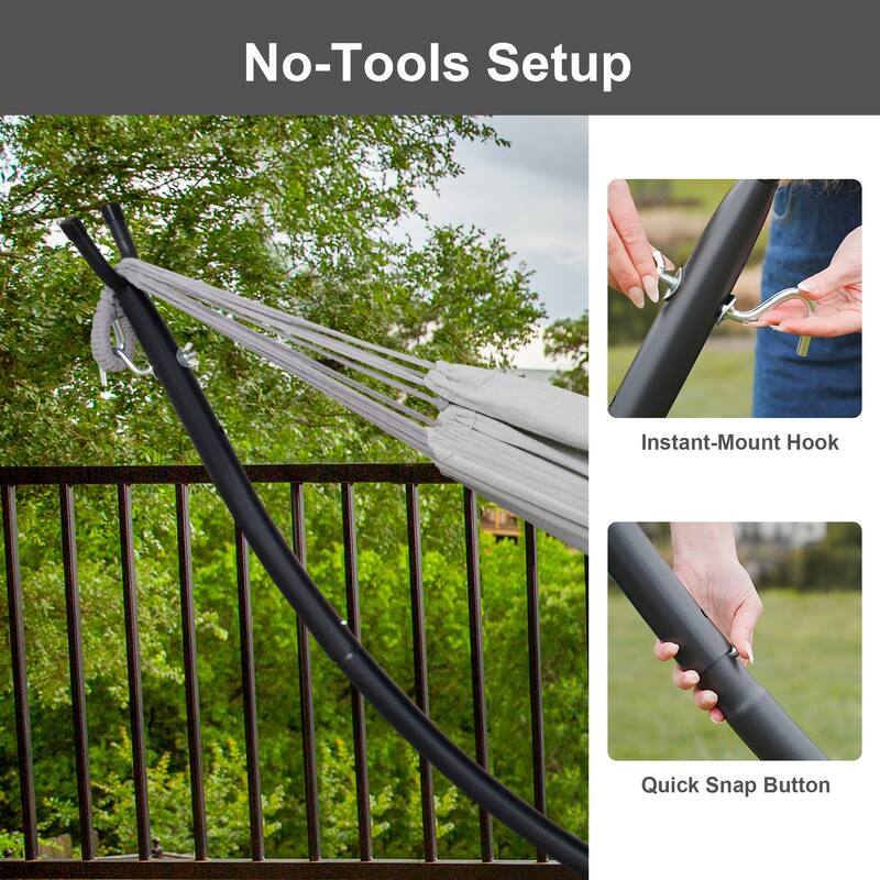 9.35 ft. 2-Person Brazilian-Style Foldable and Portable Outdoor Hammock Bed with Stand Set - 112.2 in.* 44.1 in. *40.9 in.