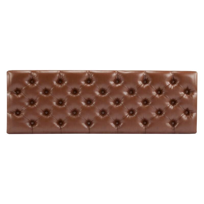 Roomfitters Tufted Storage Ottoman Bench, Faux Leather Upholstered Seat with Wood Legs, Entryway or Bedroom Use