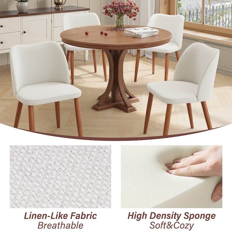 Modern Upholstered Dining Chairs with Padded Seat and Wood Legs