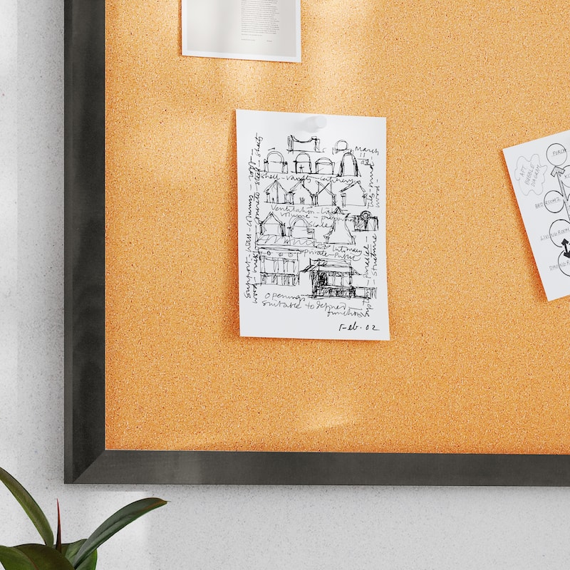 Commercial Wall Mount Cork Board with Wooden Push Pins