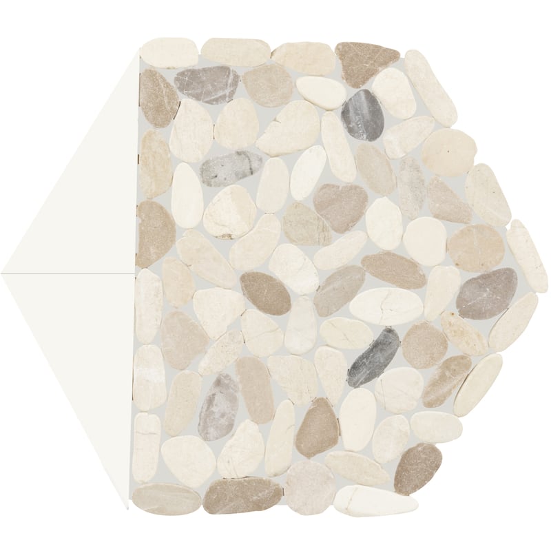 Daltile Pebble Oasis Natural Stone Tri-Hex Pebble Mosaic 11" x 10" (17 PC per Carton) (10.89 SQFT per Carton) - Seashell