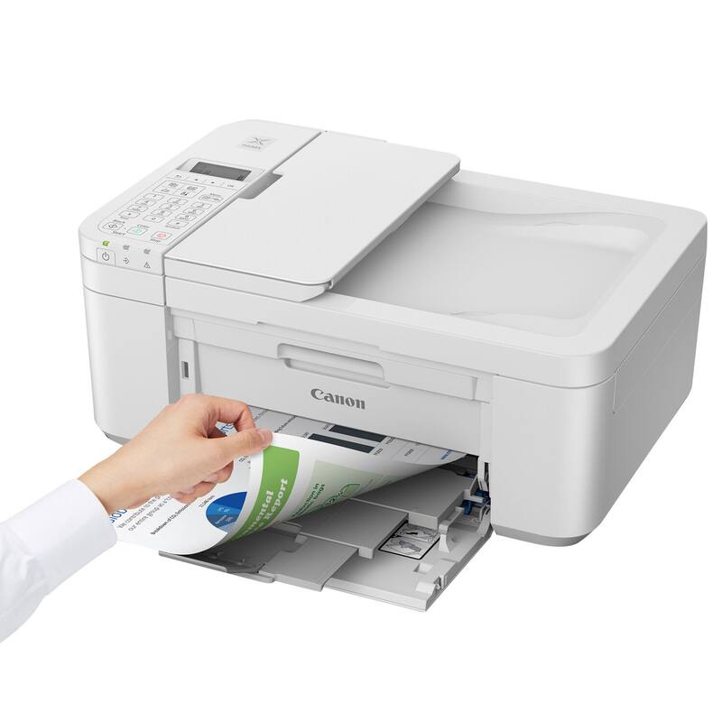 Canon PIXMA TR4720 Wireless All-in-One Printer (White) + 10FT Angle USB 2.0 Certified 480MBPS Type A Male To B Male Cable, Beige
