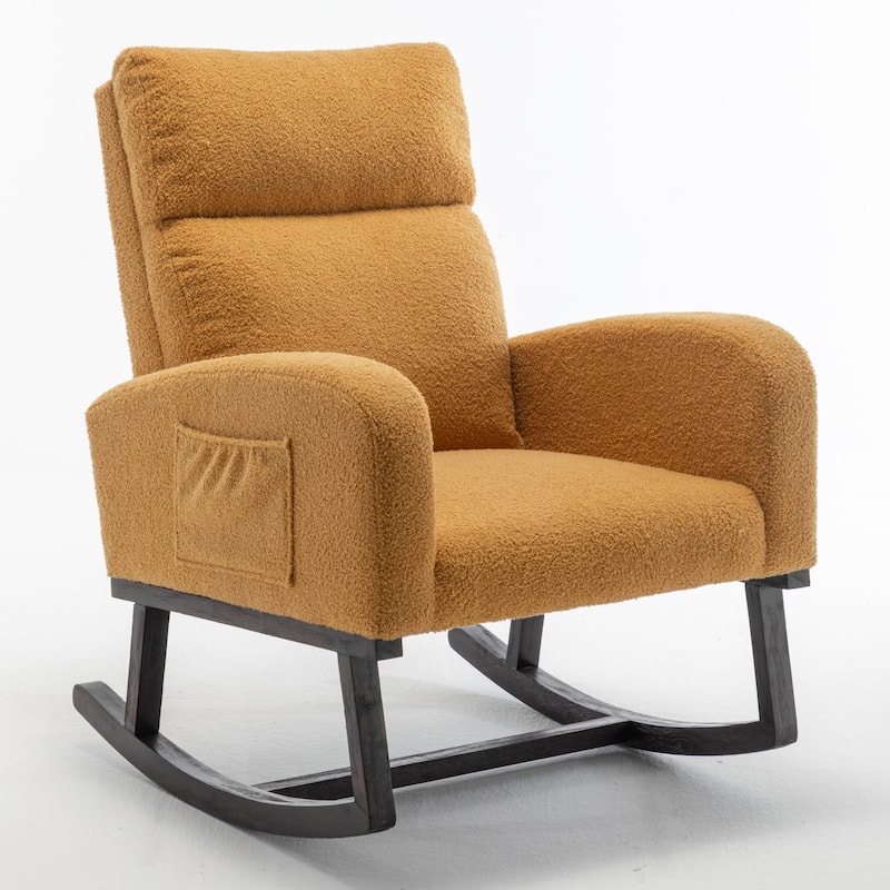 HOMYKA 28" Wide Rocking Chair for Nursery with Solid Wood Leg - Mustard