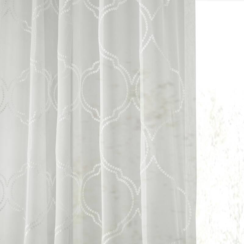 Exclusive Fabrics Florentina White Embroidered Sheer Rod Pocket Curtain (1 Panel)