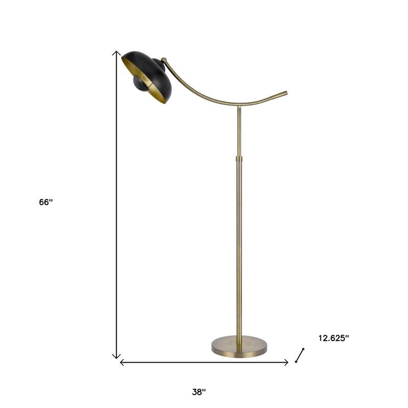 66" Bronze Adjustable Arc Floor Lamp with Dome Shade and Rocker Switch for Living Room or Office - 66"H x 38"W x 12.625"D