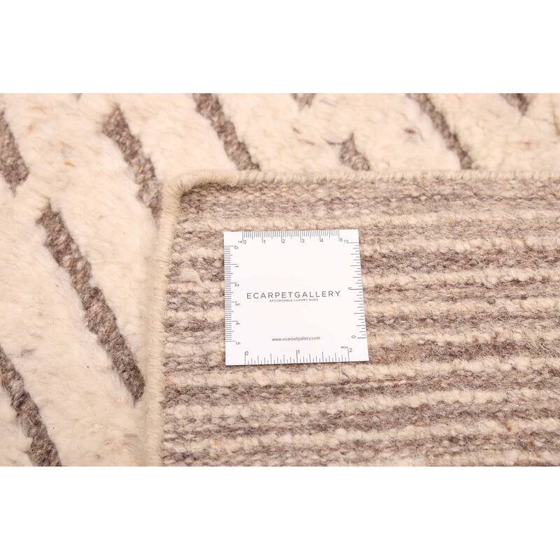 ECARPETGALLERY Hand-knotted Tangier Cream Wool Rug - 5'1 x 8'3