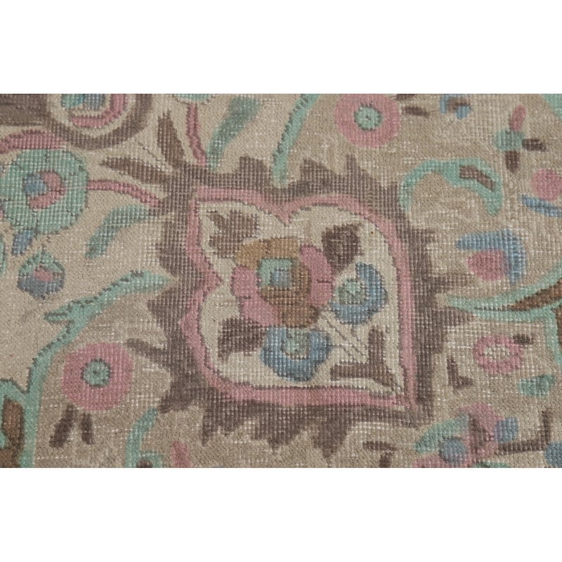 Tabriz Persian Area Rug Handmade Traditional Beige Wool Carpet - 9'9"x 12'4"