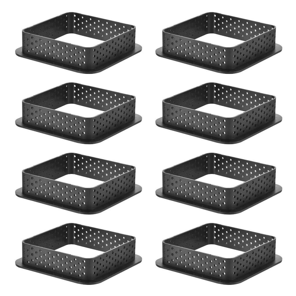 8pcs Perforated Cake Mousse Ring, Square Shape Cake Mold DIY Baking Cutter Black