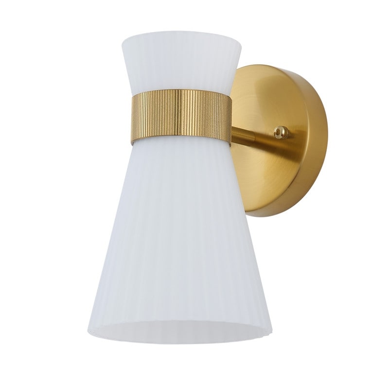 3 Light Gold Vanity Wall Sconce with White Glass Shades Modern Bathroom Lighting Fixture