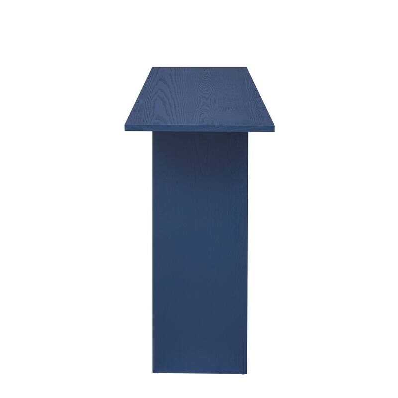 Modern and Curved Design Ash Veneer Console Table with Shelf