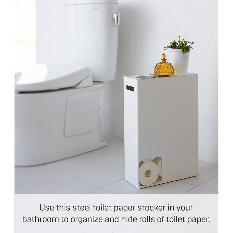 Yamazaki Home Toilet Paper Stocker, Steel, Holds 12 toilet paper rolls, Holds 4.4 lbs