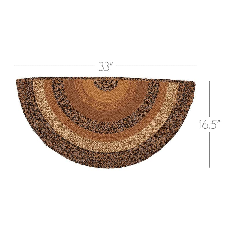 Kettle Grove Jute Rug Half Circle w/ Pad 16.5x33 - 16.5" x 33"