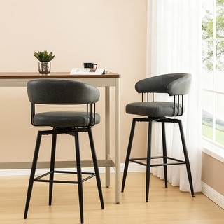 Glitzhome 26 or 31 Inches Modern Upholstered Swivel Counter Height Bar Stools