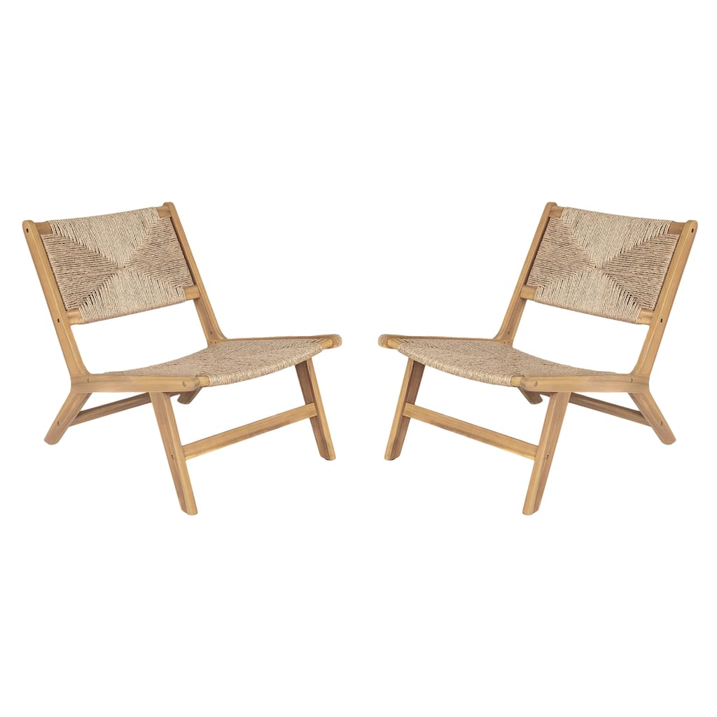 Christopher Knight Home-Mark Acacia Wicker Patio Lounge Chair Set of 2