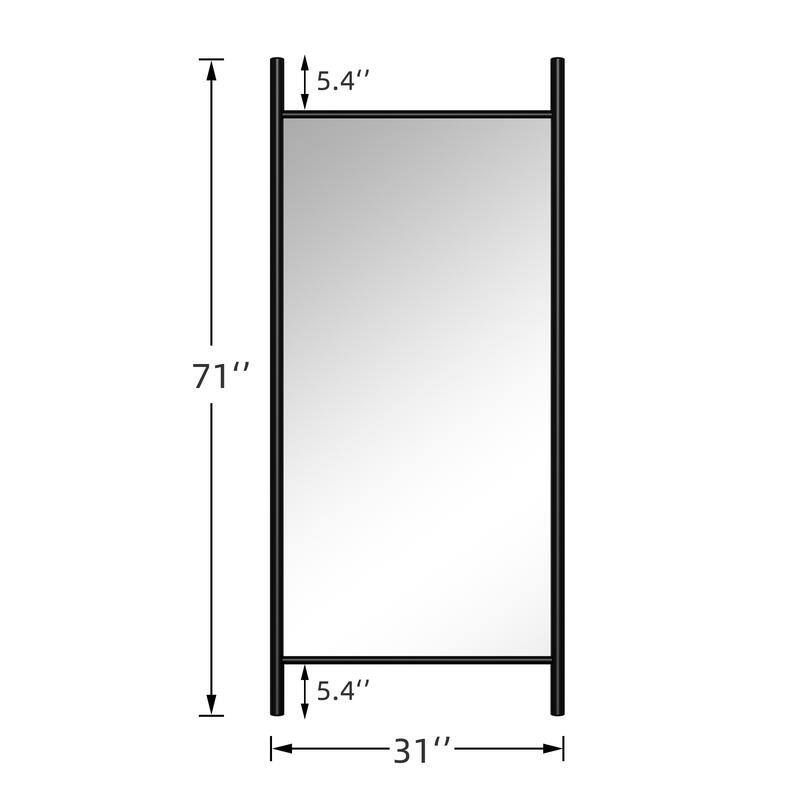 Ladder-Style Arched Solid Wood Framed Full Length Leaning Mirror
