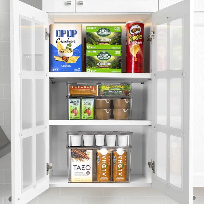 2-Pack Organizer bin with Lids, Kitchen Pantry & Fridge Food Storage Containers