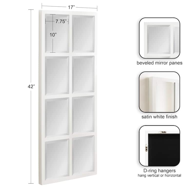 Kate and Laurel Stryker Windowpane Wall Mirror-Wood