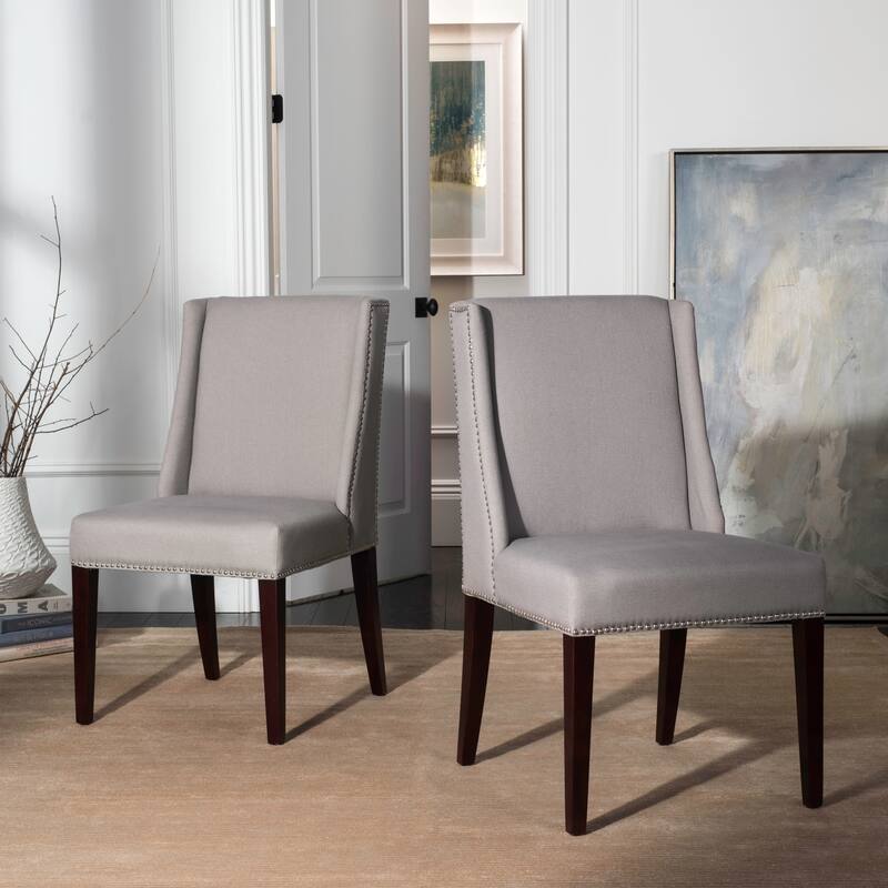 SAFAVIEH Chante Beige Linen Dining Chair (Set of 2) - 22" W x 26" D x 39" H - 22"W x 26"D x 39"H - Taupe (Single)