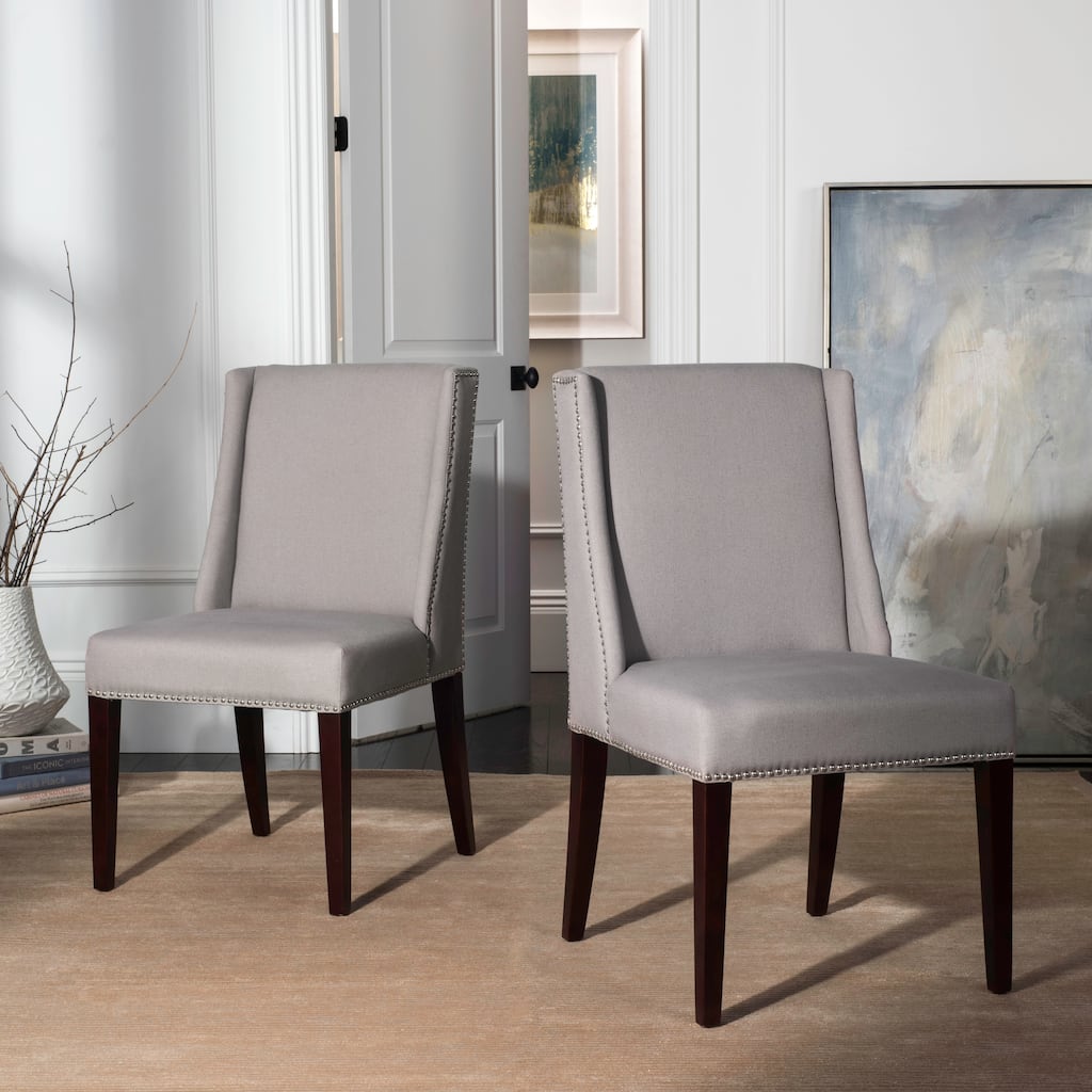 SAFAVIEH Chante Beige Linen Dining Chair (Set of 2) - 22" W x 26" D x 39" H - 22"W x 26"D x 39"H