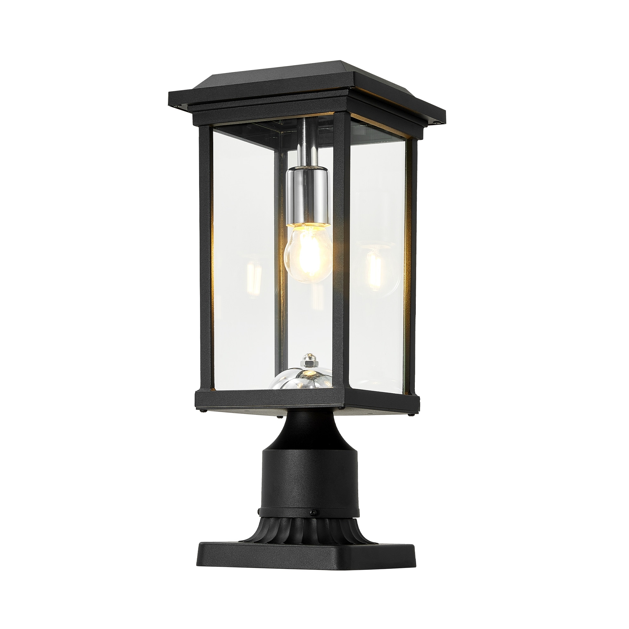 Outdoor Solar Powered Post Light with Clear Glass
