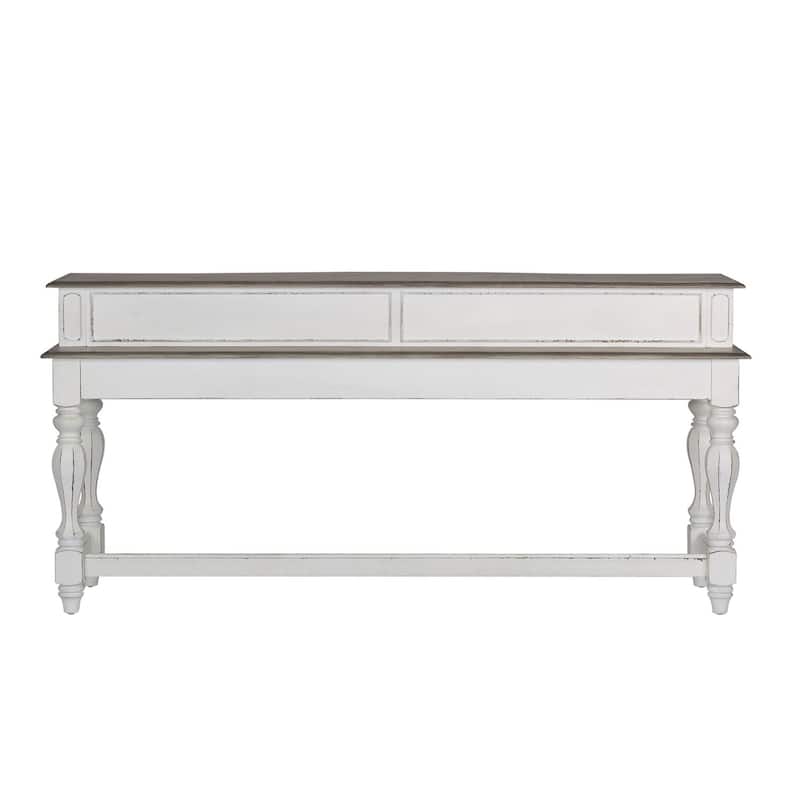Magnolia Manor Antique White Weathered Bark Console Bar Table