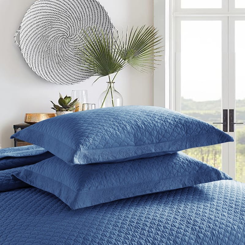 MarCielo 3 Piece Embroidered 100% Cotton Oversized Quilt Bedspread Set TM