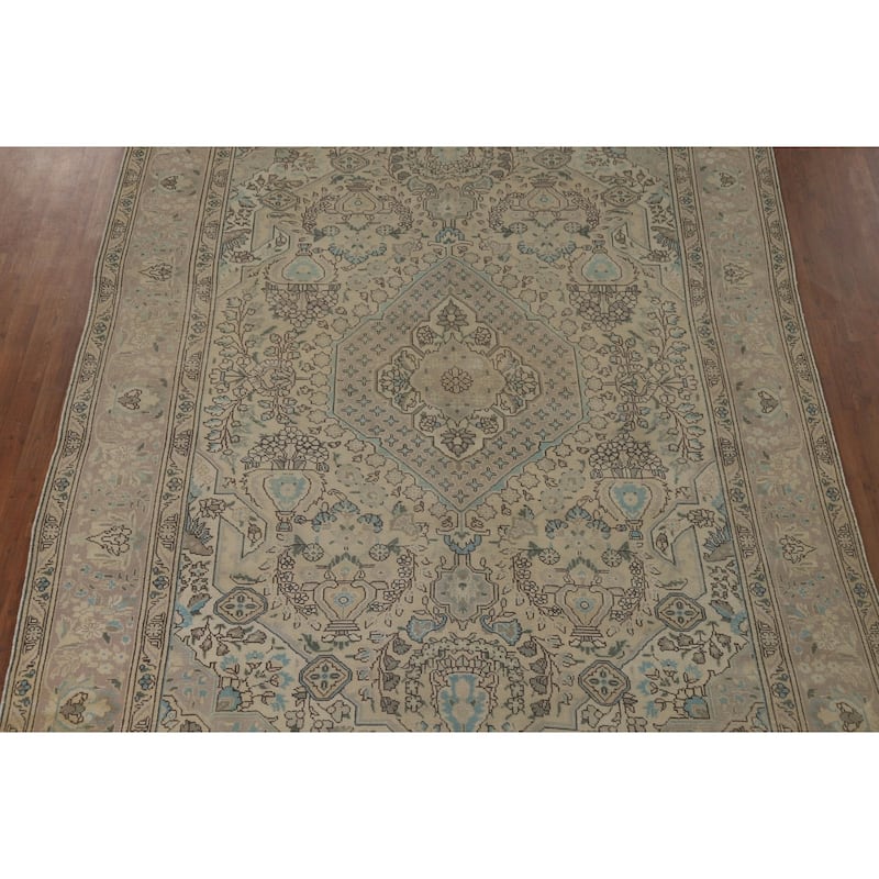 Tabriz Vintage Persian Area Rug Handmade Traditional Wool Carpet - 8'3" x 11'2"