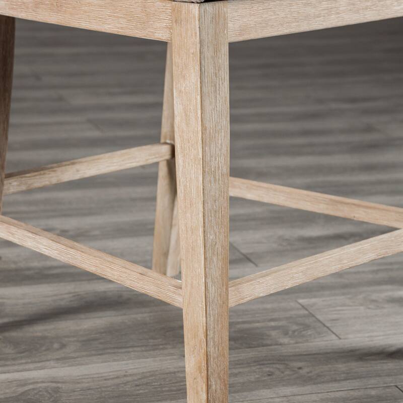 Furniture of America Eira 5-Piece Distressed Natural Wood Counter Height Dining Table Set