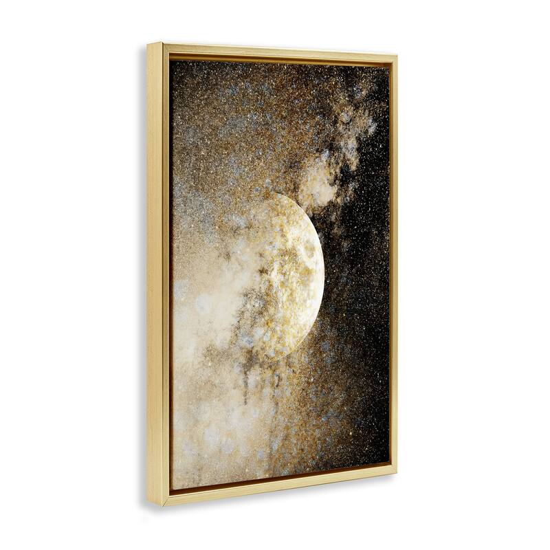 Stupell Starry Nebula Full Moon Framed Floater Canvas Wall Art Design By Gemma Bardot