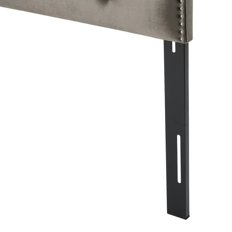 Tufted Upholstered Headboard Queen Size, Solid Wood Head Board with Durable Metal Legs