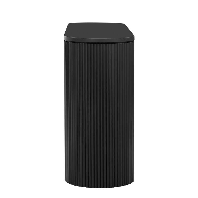 Black Decorative Table End Table with Vertical Stripe Legs, Stylish Console Table Side Table Sofa Side Table