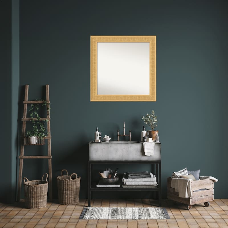 Trellis Non-Beveled Wood Framed Bathroom Vanity Wall Mirror - Trellis Gold