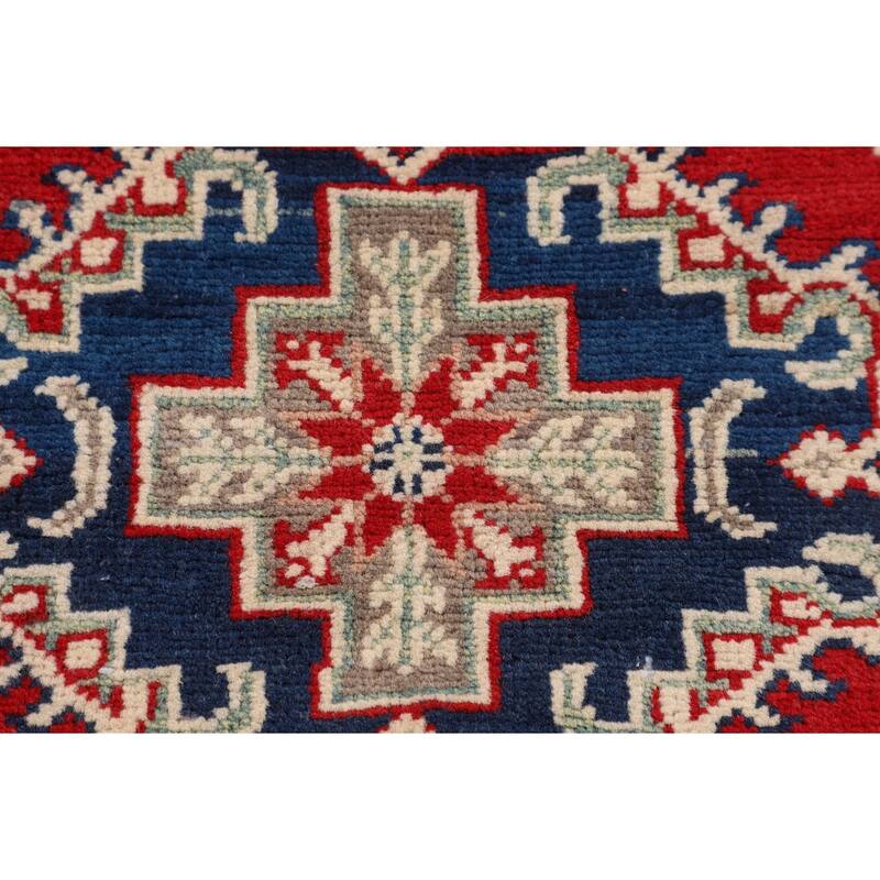 Red Kazak Foyer Rug Hand-Knotted Traditional Wool Carpet - 3'1" x 3'9"