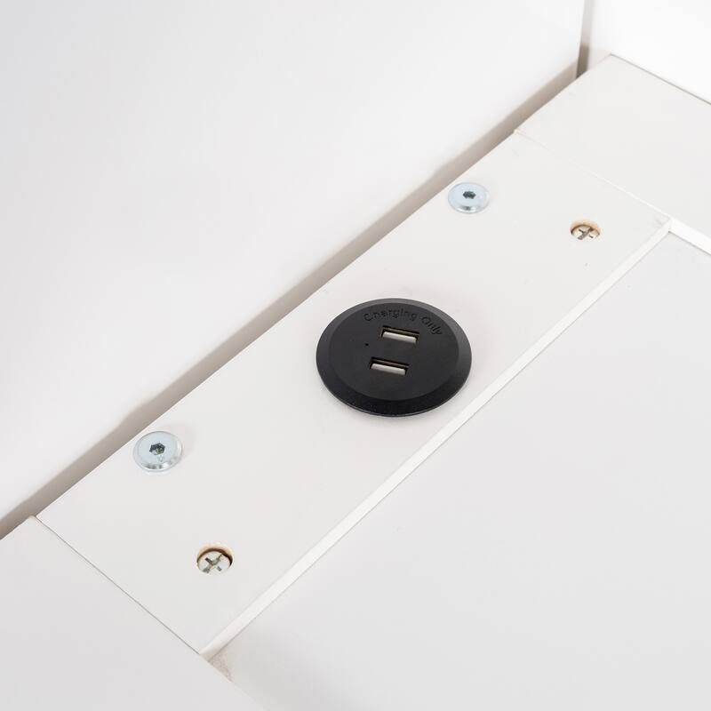 Queen Size Wall Bed with Sofa, Shelves, USB & Light, Space-Saving Design, Easy Storage, White