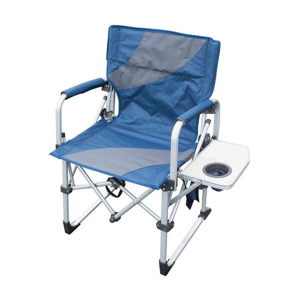 Shop Offex Folding Camping Chair With Side Table And Padded Armrest Blue Set Of 2 Overstock 30892706
