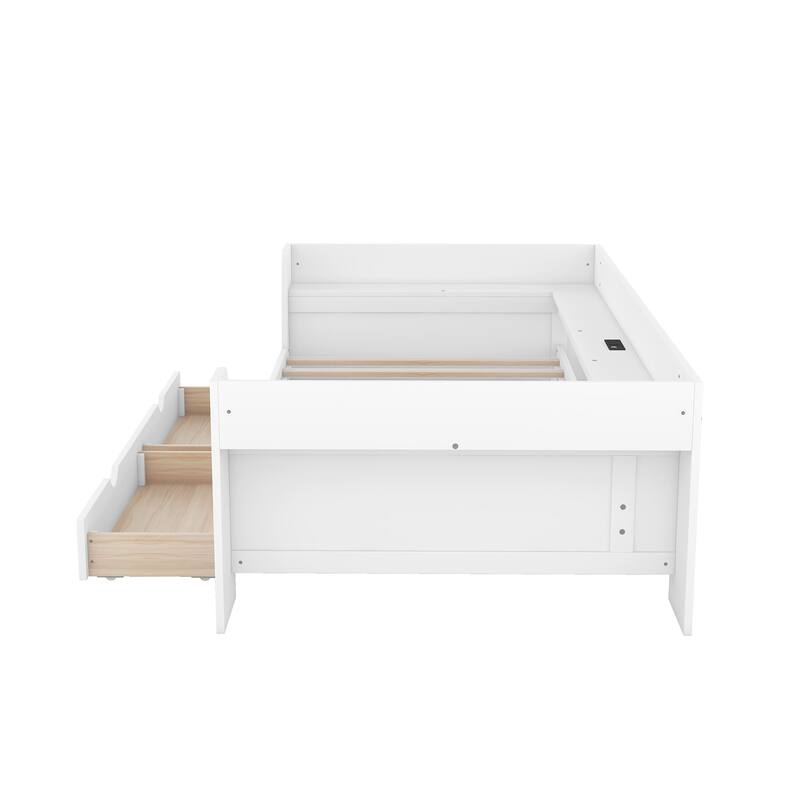 Twin Pine Daybed with Shelves, Drawers & Charging Station