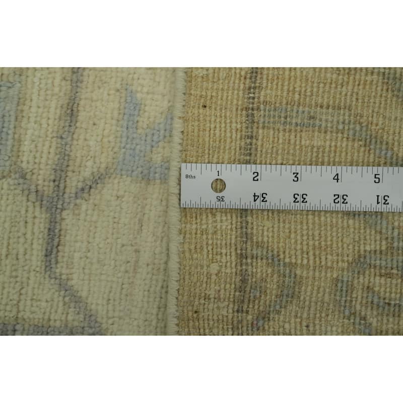 Handmade Wool Oushak Vegetable Dye Area Rug, Floral Geometric carpet - 11' 7'' X 9' 2''