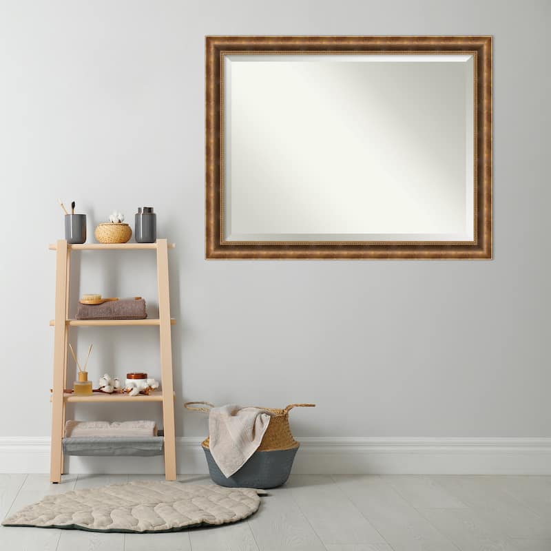 Beveled Wood Bathroom Wall Mirror - Manhattan Bronze Frame - Outer Size: 45 x 35 in - Outer Size: 45 x 35 in - Manhattan Bronze