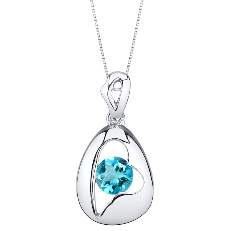1 ct Swiss Blue Topaz Pendant in Sterling Silver