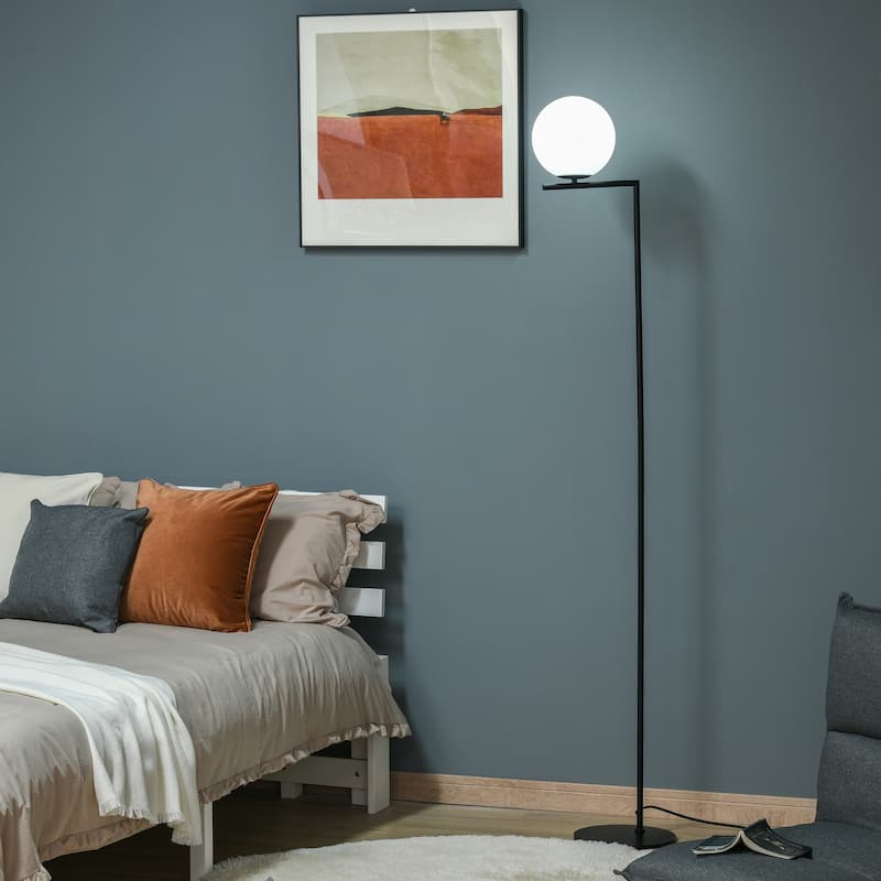 HOMCOM Metal Floor Lamp, Standing Light with Adjustable Lampshade for Living Room, Bedroom, Office