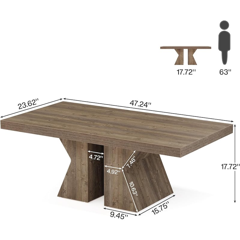Rustic Pine Wood Coffee Table Large Rectangular Living Room Table Sturdy Farmhouse Style