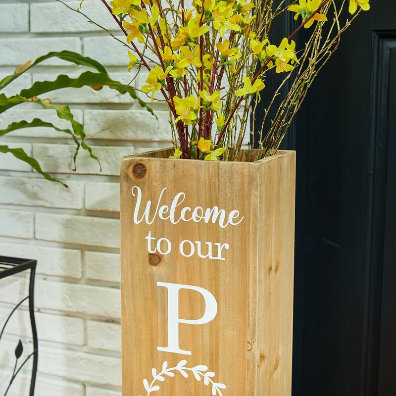 Glitzhome 30"H Rustic Welcome & Home or Welcome & Porch Double Sided Wooden Planter Sign Front Door Decor(2025 Quality-upgraded)