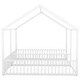 preview thumbnail 37 of 35, Metal Twin Size House Platform Bed with Two Shared Beds, Guardrails, Roof and Windows, Sturdy Frame, Black Finish