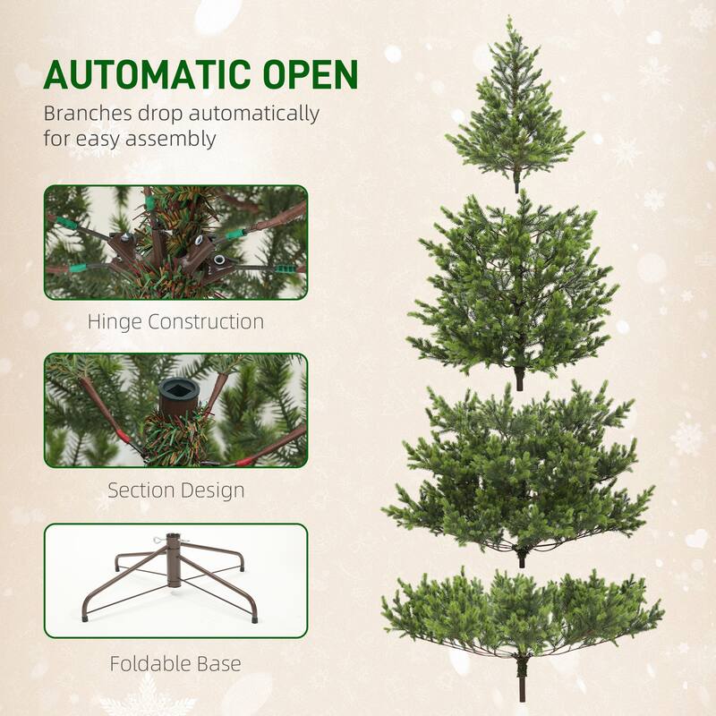 Green PE Christmas Tree Indoor Artificial Tree with 2901 to 4306 Tips Hinged Sections and Steel Base for Easy Assembly