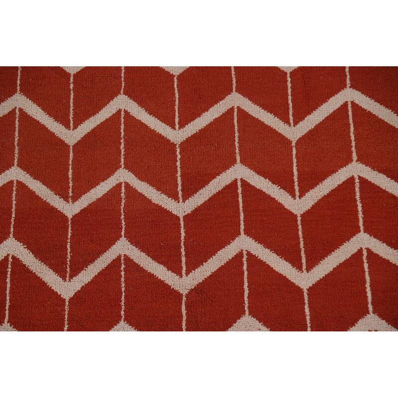 Hand Knotted Oriental 100% Wool Carpet Modern All-Over Red Gabbeh Area Rug - 7' 10'' X 5' 2''