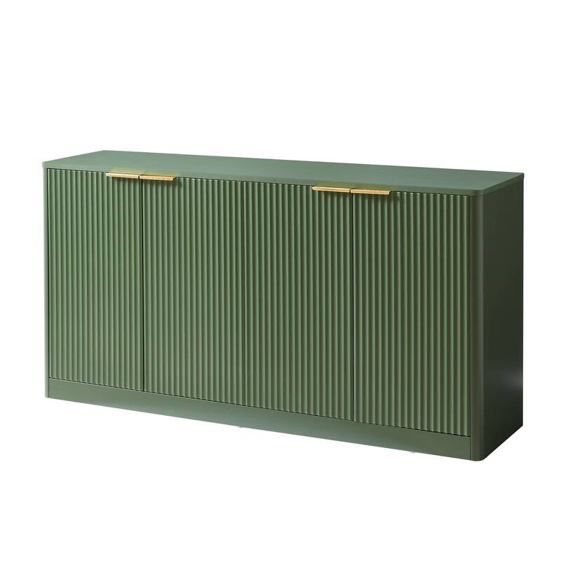 59" Modern Wavy 4 Doors Storage Cabinet With Storage Function
