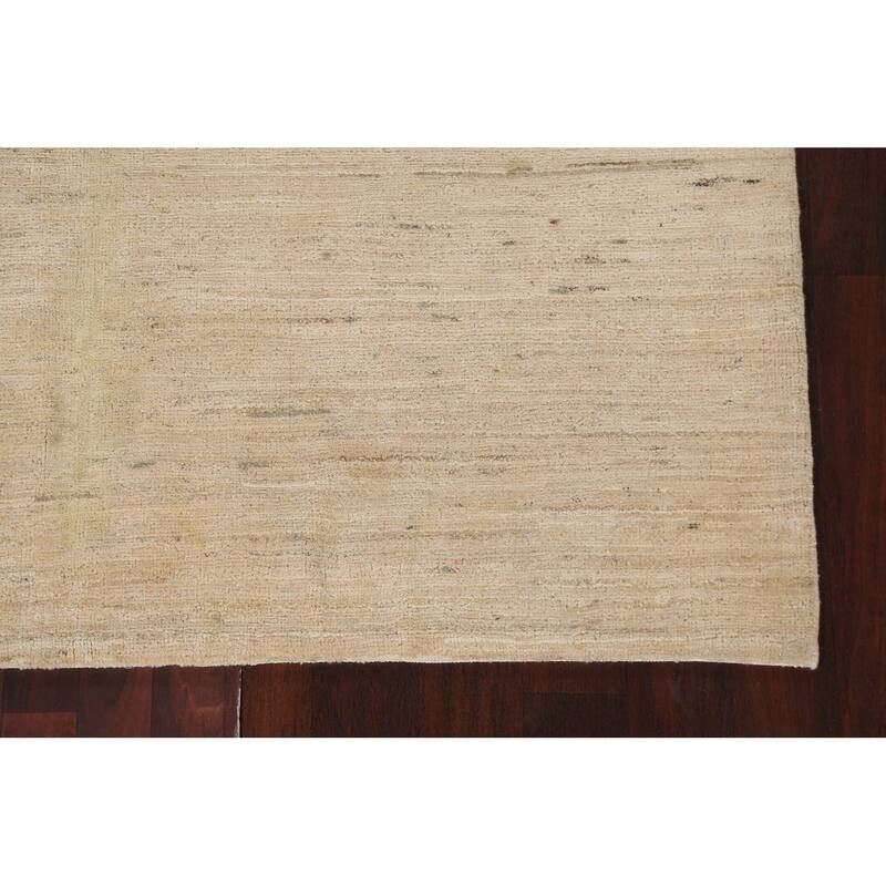 Contemporary Neutral Gabbeh Kashkoli Area Rug Hand-knotted Wool Carpet - 5'9" x 7'7"