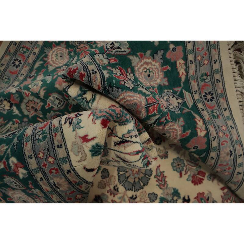 Hand Knotted Oriental 100% Wool Carpet Traditional Floral Beige & Ivories Aubusson Area Rug - 10' 5'' X 8' 2''