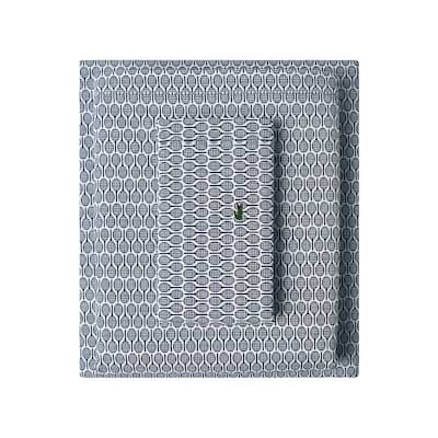 Lacoste Racquet Print Percale Cotton 4-Piece Sheet Set