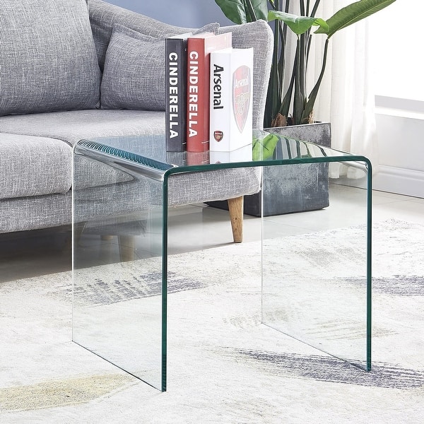 Modern Glass End Table nShaped Small Glass Side Tables Small Tempered